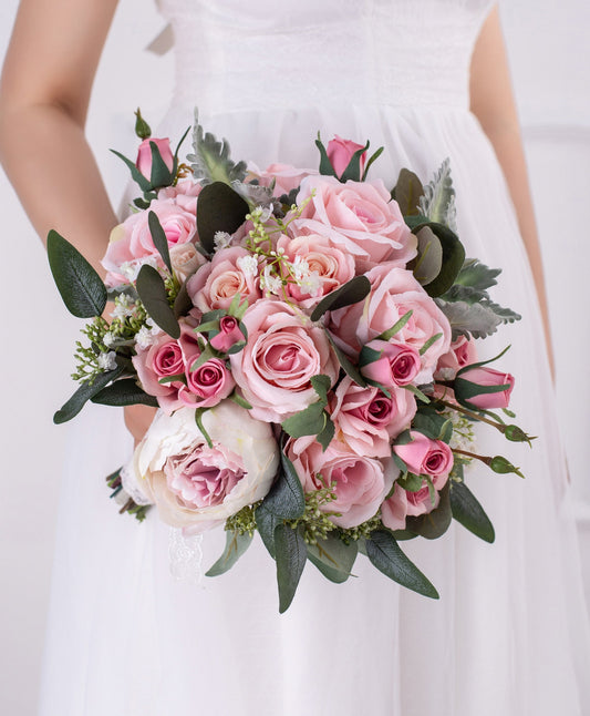 Ramo de Novia “Romance Rosa” – Estilo Jardín Inglés
